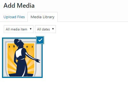 selecting an image from WordPress media library