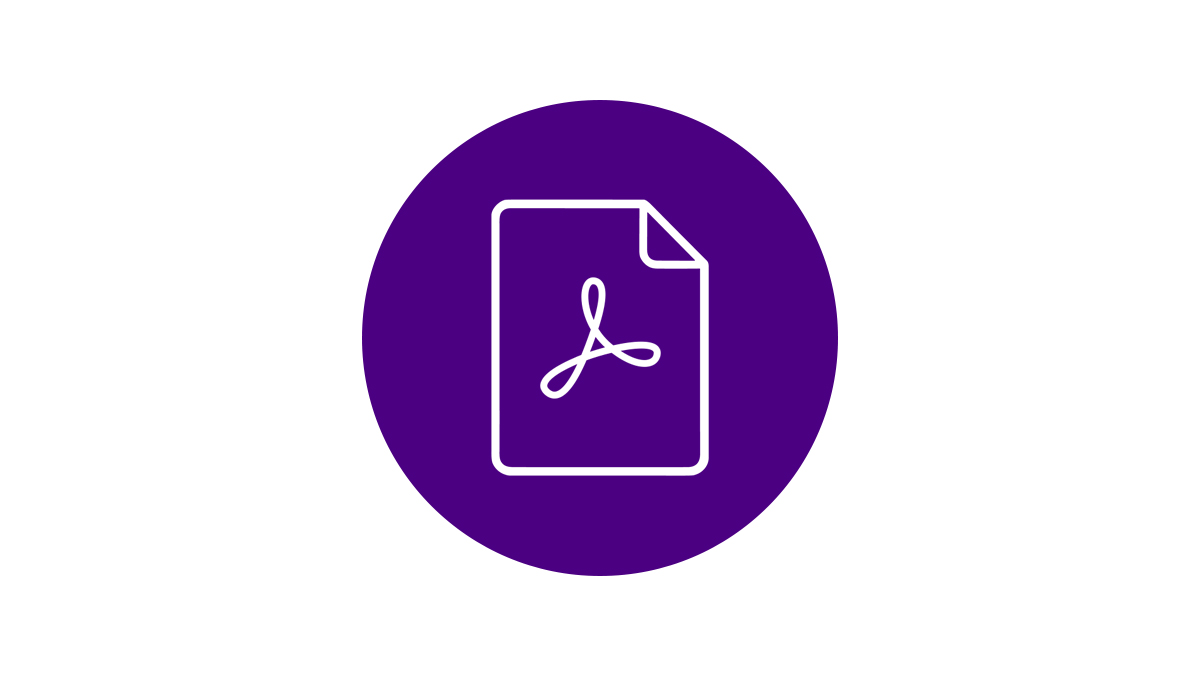 document icon with pdf logo on a purple background