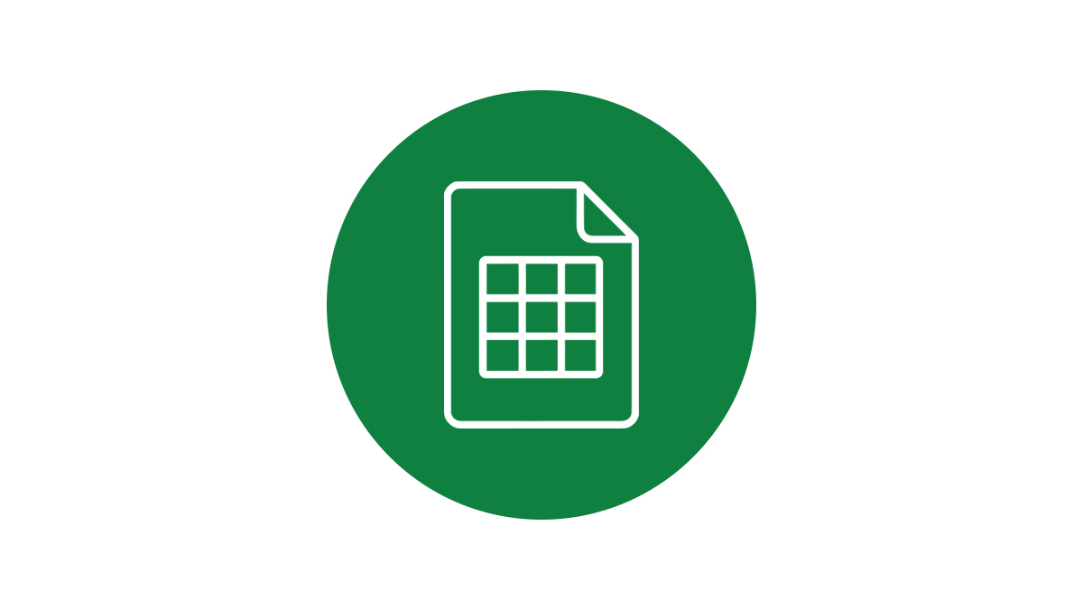 spreadsheet icon on a green background