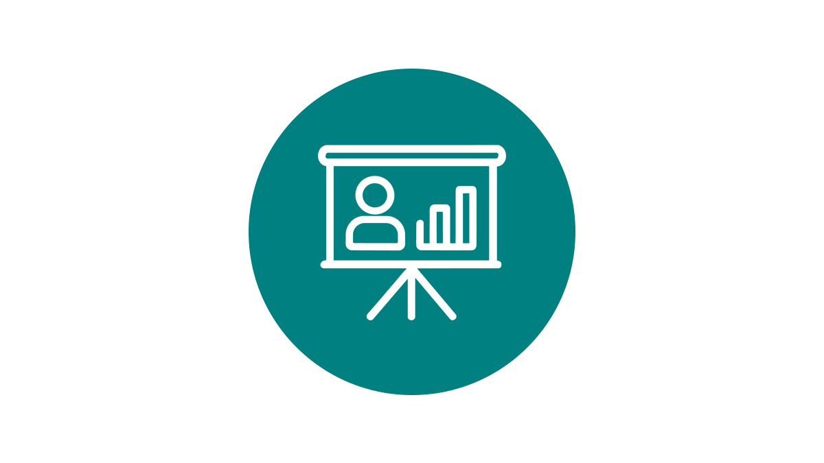 icon of projector screen with graph on it